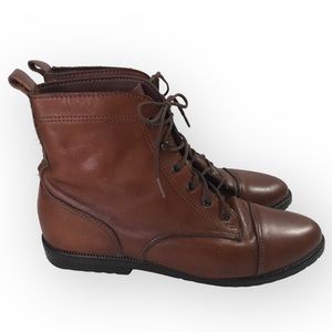 White Mountain Vintage 90s Brown Leather Lace Up Granny Ankle Boot